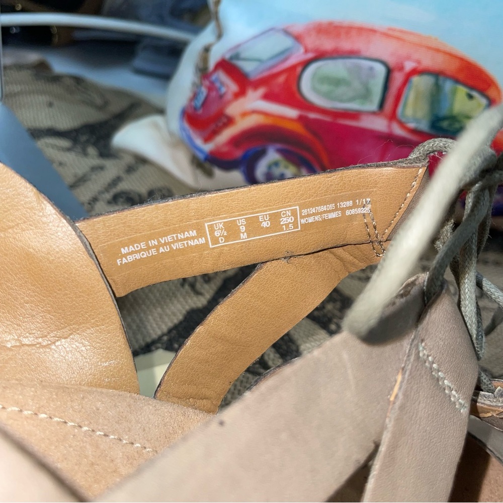 Clarks Collection Helio Mindin Sage Leather Wedge Sandals Size 9 - Picture 12 of 14